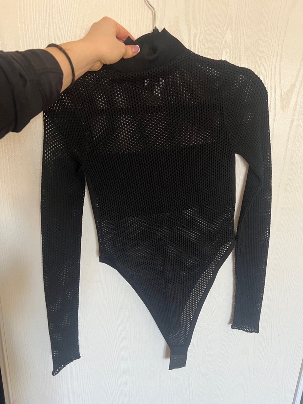 Black Mesh Long Sleeve Bodysuit
